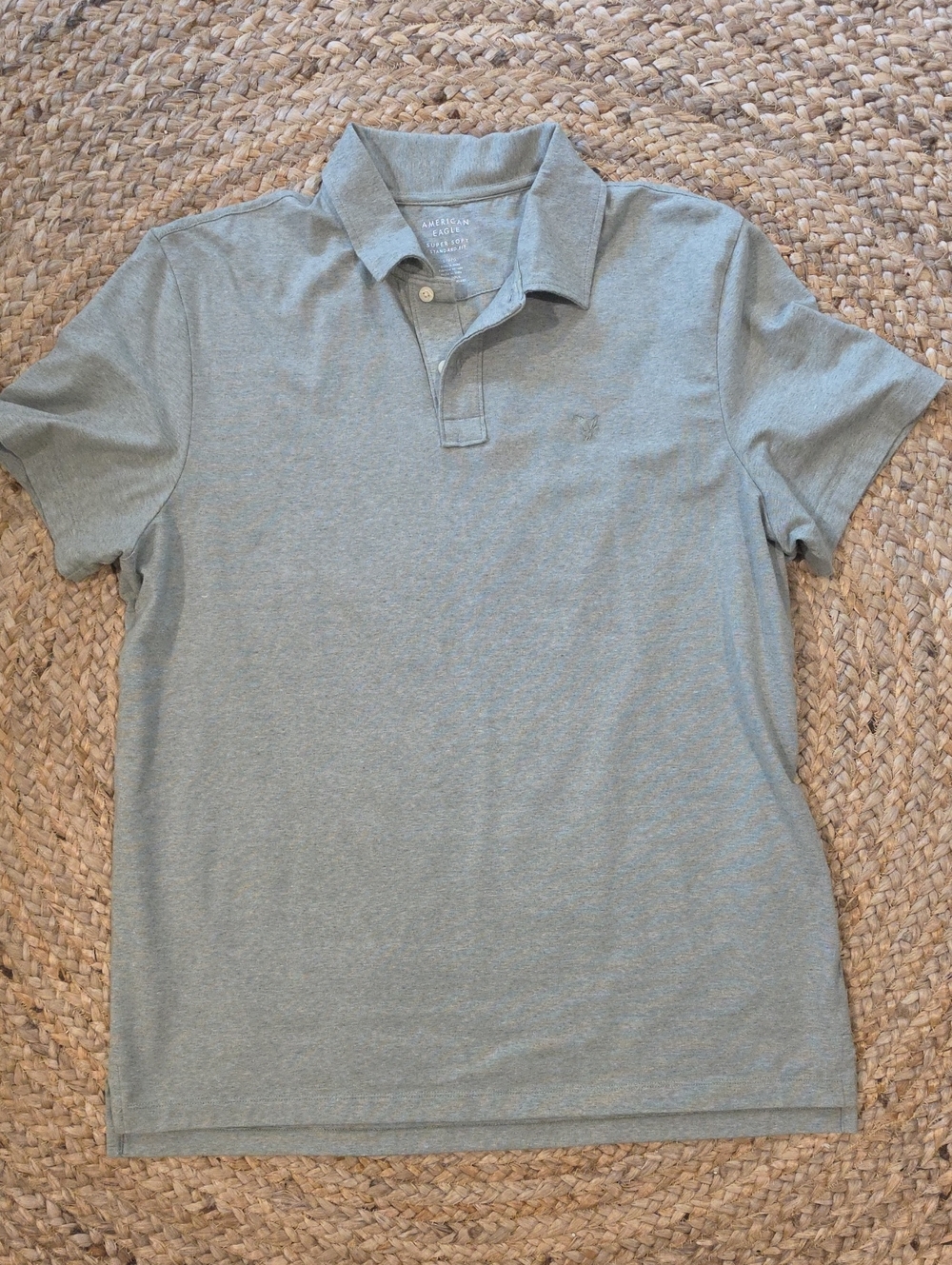 American Eagle Outfitters Men’s Heathered Lt. Green Polo